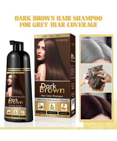 Dark Brown Hair Color Dye Shampoo for Gray Hair - Instant Herbal Ammonia-Free 3-in-1 Formula for Men & Women - Buy Online on GoSupps.com