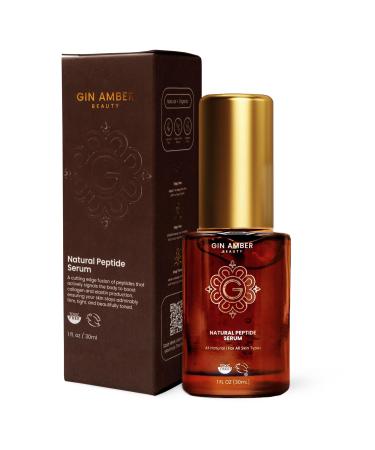 Gin Amber Beauty - Natural Peptide Serum - Facial Serum Anti-Aging - Lift Tighten Hydrate. Plump Firming Smoothening Texture Serum Vitamin E Facial Skin Serum (1 fl oz - 30 ml)