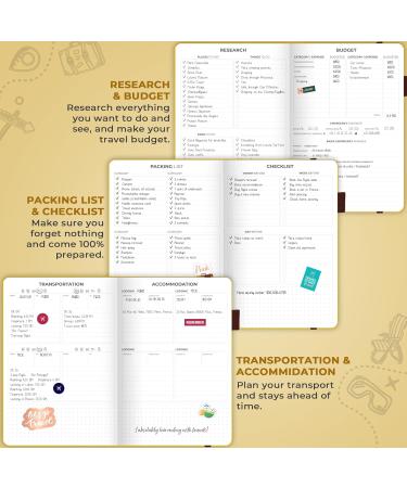 Clever Fox Travel Diary & Planner - A5 Size Amber Yellow | Budget Tracker Packing List & Expenditure Organizer for Men Women & Couples - Buy Online on GoSupps.com