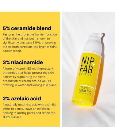 Nip+Fab Ceramide Fix Serum 12% 50 ml Replenishing Ceramide-Enriched Complex Skin Barrier Strengthener Rebalance and Soften the Skin with Niacinamide Azelaic Acid and Biolin - Buy Online on GoSupps.com