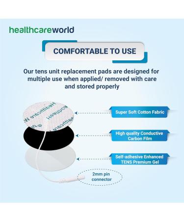 Healthcare World Tens Electrode Pads - 20 Round Self-Adhesive Electrodes for Targeted Pain Relief | Compatible with Neurotrac & Flexi-Level Devices - International Shipping Available - Buy Online on GoSupps.com