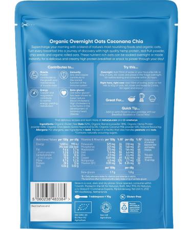 Naturya Organic Coconana Chia Overnight Oats 600g - Gluten-Free Vegan High Protein & Fiber, No Added Sugar - Buy Online on GoSupps.com