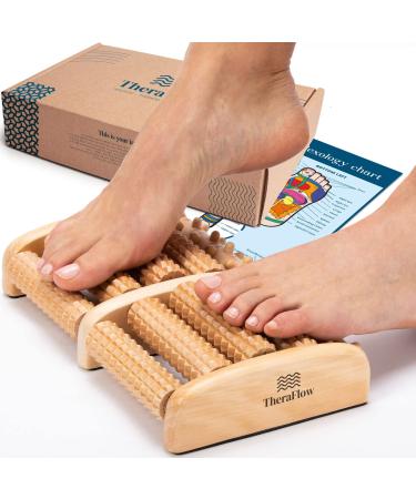 TheraFlow Foot Roller for Plantar Fasciitis Relief, Foot Massager for Neuropathy & Boosts Circulation, Heel Spur & Arch Pain Relaxation - Relaxation Gifts, Reflexology Tool - Wooden, Large (2020 ed)