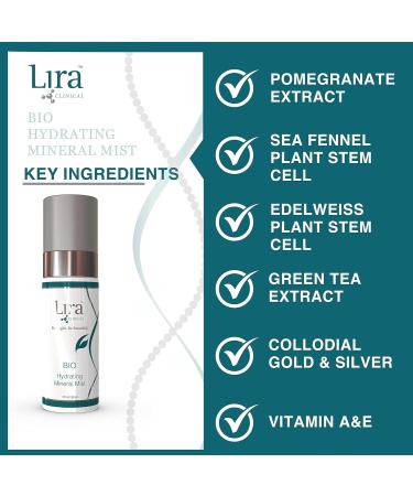 Lira Clinical Bio Hydrating Mineral Mist - Calming & Brightening Face Spray with Plant Stem Cells - 2 Oz - Hydrating Facial Mist for All Skin Types - International Shipping Available - Buy Online on GoSupps.com