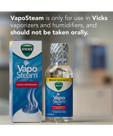 Vicks VapoSteam Medicated Liquid with Camphor 8 Oz - Cough Suppressant for Vicks Vaporizers and Humidifiers - Buy Online on GoSupps.com