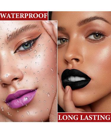 4 Pcs Matte Liquid Lipstick Set | Highly Pigmented Waterproof Lip Stain - Black White Red Purple | Long Lasting Gift Set for Women - Buy Online on GoSupps.com