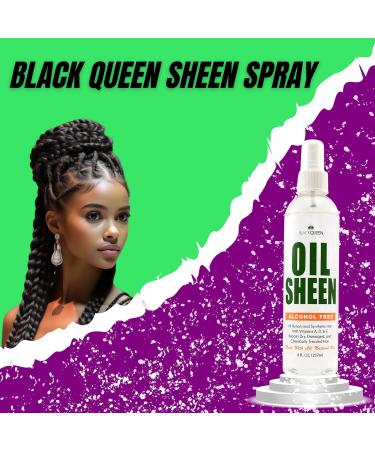 Black Queen Hair Oil Sheen Spray for Locs Dreadlocks Twists Braids Cornrows 4C Hair - Moisturizing Refreshing - Made in the USA (pack of 1-8 oz) (8 oz) 8 Ounce Clear - Buy Online on GoSupps.com