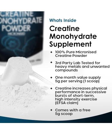 100% Pure Micronized Creatine Monohydrate Powder - 350g | UK Made for Physical Performance | Pre & Post Workout Supplement with Scoop - Buy Online on GoSupps.com