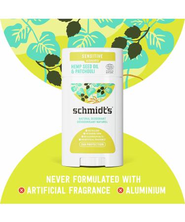 Schmidt's Aluminum Free Natural Deodorant for Women and Men Hemp Seed Oil and Patchouli for Sensitive Skin with 24 Hour Odor Protection Vegan Cruelty Free 2.65 oz Hemp Seed Oil and Patchouli 2.65 Ounce (Pack of 1) - Buy Online on GoSupps.com