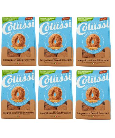 6x Colussi Wholemeal with Crunchy Cereals Biscuits with whole wheat flour and crunchy cereals biscuits with whole flours and croustillant cereals in 300g sachets