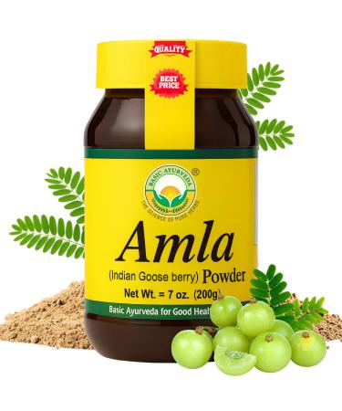 BASIC AYURVEDA Amla Powder | 7.05 Oz (200g) | 100% Raw & Natural Indian Gooseberry (Amalaki) for Hair Skin & Immunity | No Additives | Ideal for Smoothies DIY Masks Herbal Use & Wellness
