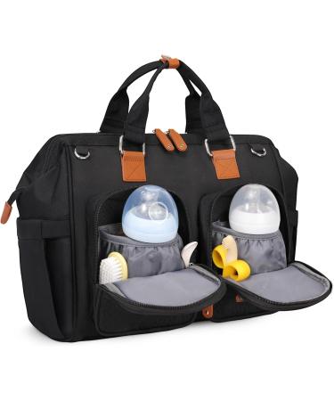 Pomelo Embossed Black Baby Changing Bag with Pram Clips and Changing Mat - Mom and Dad's Ultimate Essential - Buy Online on GoSupps.com