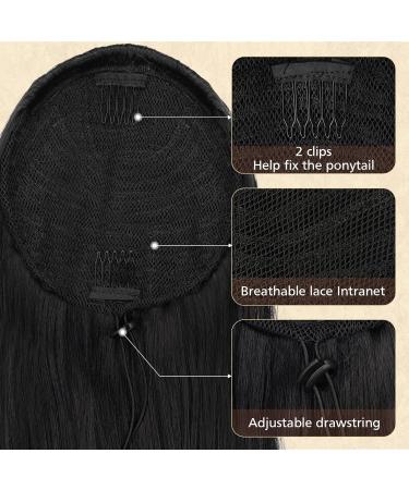 Sofeiyan Long Wavy Drawstring Ponytail Extension 24 Inch Clip in Ponytail Hair Pieces Synthetic Natural Curly Ponytail Hair Extensions Hairpieces for Women Daily Use Off Black - Buy Online on GoSupps.com