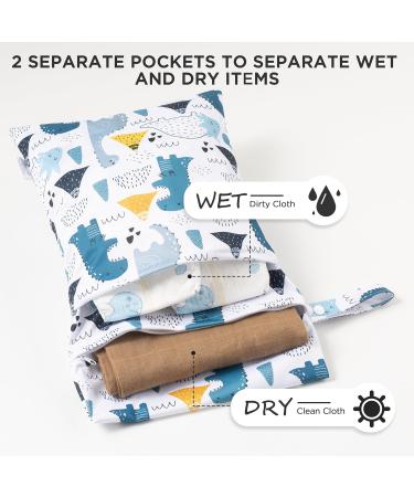 Buy Hbselect 2PCs Waterproof Diaper Bag Set - Reusable with Zipper Wet Wipes Organizer for Babies & Toddlers - Dinosaur Design - Buy Online on GoSupps.com