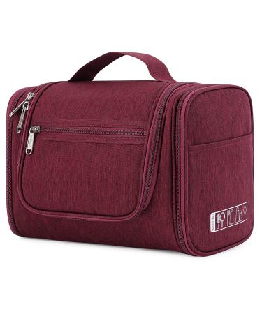 Large Hanging Toiletry Wash Bag Travel Makeup Cosmetic Organizer for Men Women by WANDF (Red)
