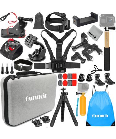 Gurmoir Accessories Kit for Action Camera New Upgraded Action Camera Video Accessory Bundles Compatible with GoPro Hero 11 10 9 8 7 6 5 4 3/Max/Insta360/AKASO/DJI Osmo Action(Large Carrying Case) Action Camera Kit for Gopro and More Cameras PT08