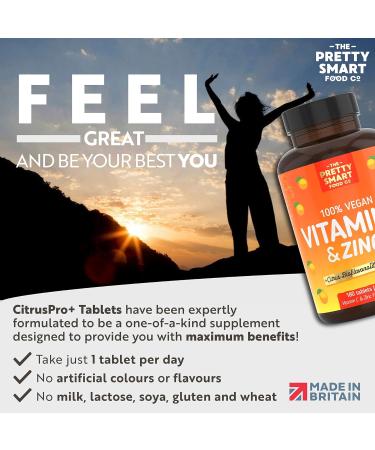 Vitamin C 1000mg with Zinc Tablets - 6 Month Supply - Immune System Booster with Citrus Bioflavonoids - 180 Tablets - UK Made - Buy Online on GoSupps.com