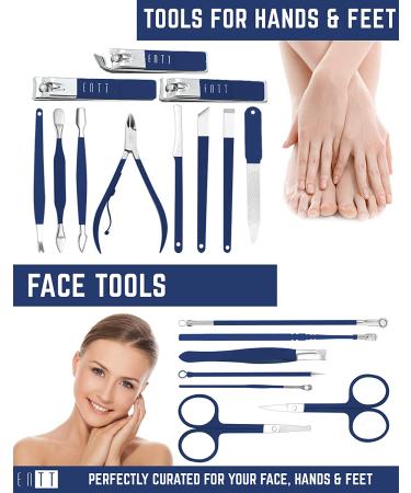 ENTT 18 PC Rubberized Finish Manicure Pedicure Kit for Men and Women - Premium Quality All Purpose Grooming Tools Set - Travel and Home Professional Tool Kit (Blue Case) - Buy Online on GoSupps.com