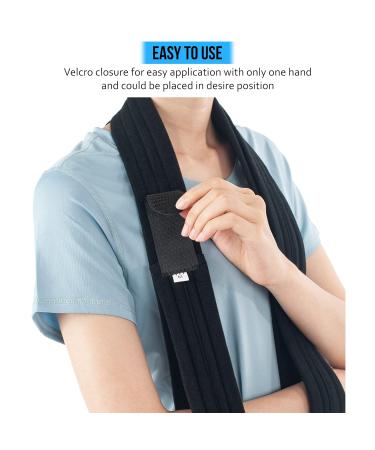360 Relief Adjustable Arm Sling Neck Support - Collar & Cuff Support for Injured Wrist, Hand, Elbow - Medium Black | Men & Women - Includes Mesh Laundry Bag - Buy Online on GoSupps.com