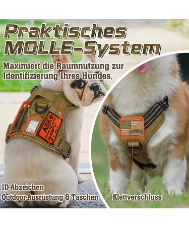 Rabbitgoo Tactical Dog Harness for Large Dogs - Adjustable & Durable with Metal Buckles - Perfect for Hiking - XL Brown - Buy Online on GoSupps.com