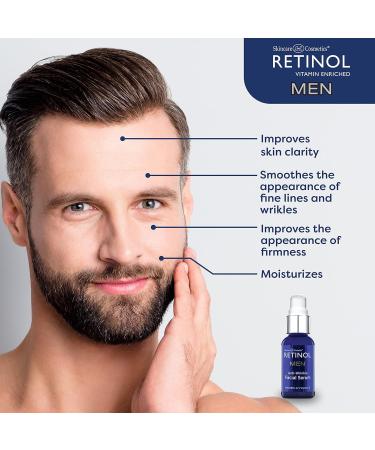 Retinol Men's Anti-Wrinkle Facial Serum | Original Anti-Aging Formula for Younger Skin | Smooth Fine Lines & Improve Tone - Buy Online on GoSupps.com