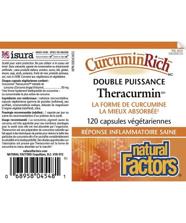 CurcuminRich Double Strength Theracurmin - 120 Vegetarian Capsules | Natural Factors - Buy Online on GoSupps.com