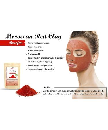  THE ISMA Ghassoul Moroccan Clay Powder Green Clay Red Clay and White Clay in Sizes 100g 200g for Facial and Hair Mask Cleansing (200g Red Clay) - Buy Online on GoSupps.com