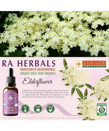 Sun God Medicinals Ra Herbals Organic Elderflower Liquid Extract - Immune System Support - 1 fl oz - Buy Online on GoSupps.com