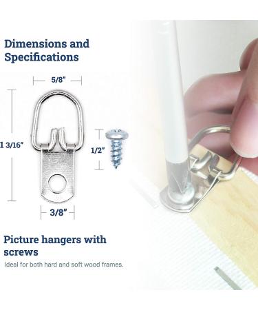 D Ring Picture Hangers with Screws - 100 Pack - Bulk D Rings - Pro Quality d-Rings - Picture Hang Solutions - Buy Online on GoSupps.com