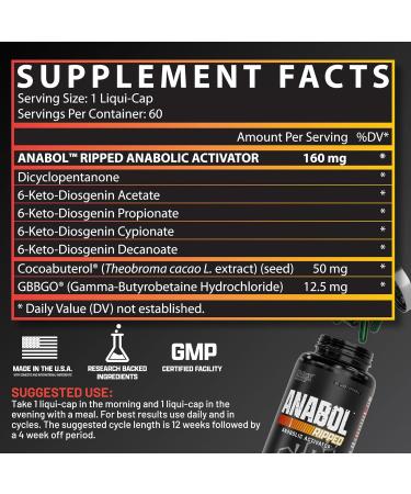Nutrex Research Anabol Ripped Anabolic Muscle Builder for Men 2-in-1 Muscle Builder and Shredding Supplement (60 Count) 60 Count (Pack of 1) - Buy Online on GoSupps.com