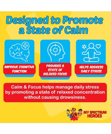 My Spectrum Heroes Calm & Focus Supplement Drops - Brain Support with L-theanine GABA Huperzine A - Enhance Focus for Kids or Adults - Boost Concentration for Kids & Teens - 2.02 FL oz. (60 ml) 2.02 Fl Oz (Pack of 1) - Buy Online on GoSupps.com