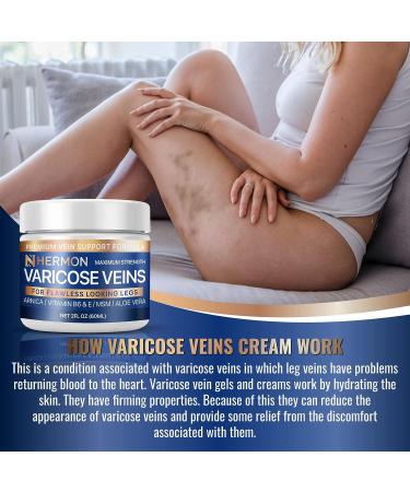 Hermon Varicose Veins Cream - Natural Treatment for Pain Relief and Soothing Leg Varicose & Spider Veins - 2 Oz - Buy Online on GoSupps.com