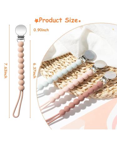 Pacifier Clips Holder Set - Silicone Teething Soothie Toy for Baby Boys and Girls | 3-Piece with One Piece Design | Perfect Baby Shower or Birthday Keepsake Gift - Buy Online on GoSupps.com
