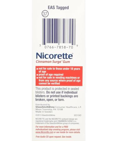 Nicorette Gum 100 Pieces 4mg | Cinnamon Surge Flavor | Stop Smoking Aid - Buy Online on GoSupps.com