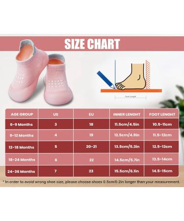 Dookeh Baby Shoes - Non Slip Soft Sole Sneakers for Boys and Girls | 6-9 Months | Pink - Buy Online on GoSupps.com