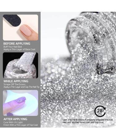 GAOY Reflective Glitter Gel Nail Polish Set - 6 Colors Including Pink, Red, Silver Holographic | UV LED Soak Off, DIY Manicure Kit for Home & Salon Varnish | Pop Reflective Shine - Buy Online on GoSupps.com