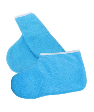 Mikinona 1 Pair Waxed Cotton Footmuffs Paraffin Wax Paraffin Foot Covers Wax Bath Foot Liners Wax Booties Wax Warming Covers Moisturizing Socks Paraffin Refills Liners Polyester 26.50X19.00X1.00CM Blue