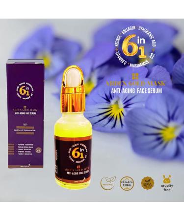 Anti-Aging Face Serum for Women | Vitamin C Retinol Collagen 6-in-1 Brightening Hydrating Serum with Hyaluronic Acid | Glowing Skin Fine Lines - 30ml - Buy Online on GoSupps.com