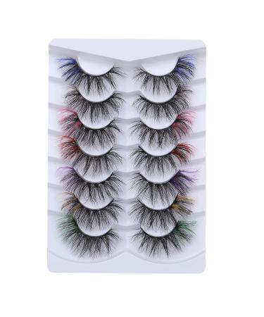 Fluffy Colored 3D Volume Handmade False Eyelashes - 7 Pairs FANXITON 20MM Cat-Eye Cosplay Makeup - Buy Online on GoSupps.com