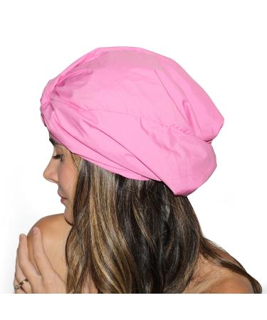 LUXURY REUSABLE SHOWER CAP FOR WOMEN- Soft Waterproof Fabric- Washable Shower caps for women reusable- PINK