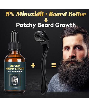 5% Minoxidil Beard Growth Kit with Derma Roller and Growth Oil for Men - 0.25mm Microneedle Roller for Patchy Beard Growth - Buy Online on GoSupps.com