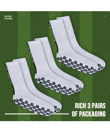 Gohanny Soccer Socks - 3 Pairs Grip Socks for Men Women & Children | Slipproof Football Basketball Running & Hiking Socks (Size 35-39 39-46) - White - Buy Online on GoSupps.com
