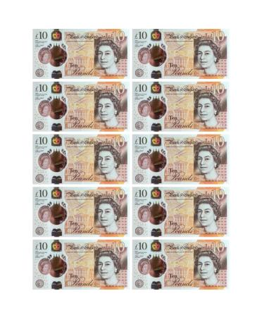 10 Pound Notes Pre-Cut Edible Money Wafer Rice Paper Cupcake Toppers Cake Decoration x 10