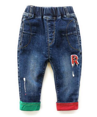 KIDSCOOL SPACE Baby Ripped Jean Toddler Elastic Waist Distressed Denim Pants 3-4 Years Blue-2150