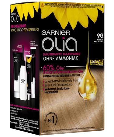Garnier Olia Permanent Hair Colour without Ammonia with Nourishing and Natural Oils Full Grey Hair Coverage Permanent Colouration No. 9G Cool Light Blonde 3 x 1 Piece - Buy Online on GoSupps.com