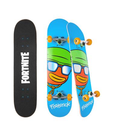 Fortnite 31" Skateboard - Cruiser Skateboard with Printed Graphic Grip Tape, ABEC-5 Bearings, Durable Deck & Smooth Wheels Fishstick