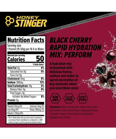 Honey Stinger Perform Rapid Hydration Powder | Black Cherry Electrolyte Multiplier for Exercise - 10 Packets - Buy Online on GoSupps.com