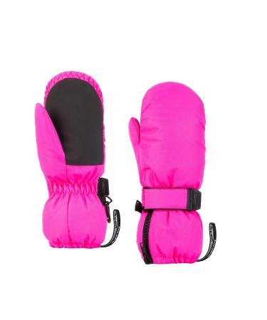 HIGHCAMP Winter Snow Ski Mitten Gloves Waterproof with Zipper on Long Cuff for Kids Toddlers Boy Girl XS (1-3 Y) Rosa
