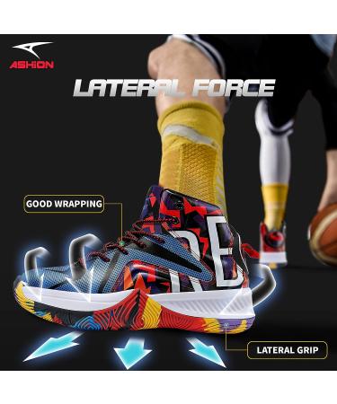 ASHION Men's High Top Basketball Shoes - Lightweight & Breathable Sneakers - Size 10.5 V-Multicoloured - Buy Online on GoSupps.com