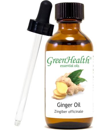 Ginger Essential Oil 2 fl oz (59 ml) Glass Bottle w/Glass Dropper 100% Pure Essential Oil GreenHealth - Buy Online on GoSupps.com